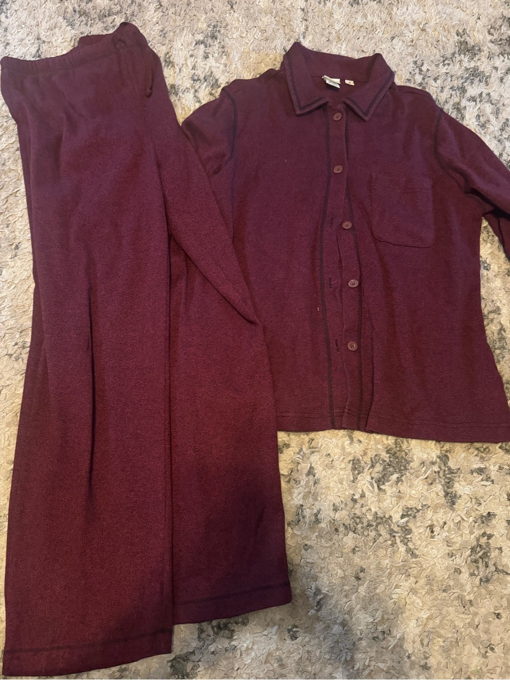 L.L. Bean Women's Two-Piece Wide-Leg Set - Burgundy